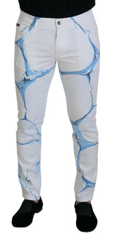 Dolce & Gabbana White Blue Denim Cotton Jeans Stretch Skinny Fit Pant -   -  Dolce & Gabbana.